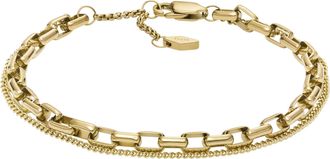 Fossil Womens Archival Core Essentials Gold-Tone Stainless Steel Chain Bracelet