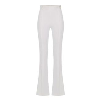 Elisabetta Franchi Wide Trousers, female, White, Size: 2XL Double-Layer Stretch Crepe Trousers