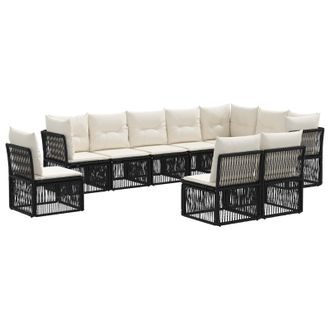 vidaXL Conjunto De Sof&aacute;s De Jard&iacute;n 10 Pcs Negro Rat&aacute;n Sint&eacute;tico Vidaxl
