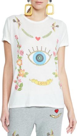 Lauren Moshi Edda Floral Eye Love Top in Milk at Nordstrom, Size X-Small