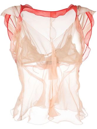 Fendi draped sheer tank top - Pink