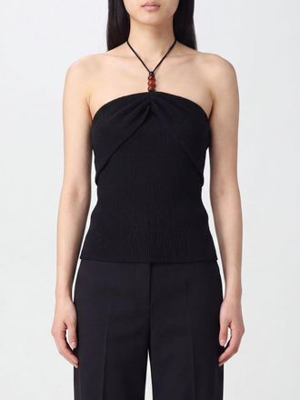Magda Butrym Top slim fit con scollo a X, spalline sottili e perline