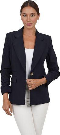 Love Token Claire Woven Blazer In Navy