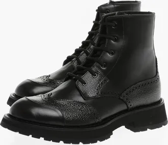 Alexander McQueen Anfibi In Pelle Con Dettagli Brogues Alexander McQueen
