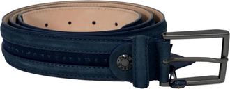 Paul & Shark Leren Riem met Vlaglint - Heren - Riemen - Blauw - 115 CM - Leer - Accessoires