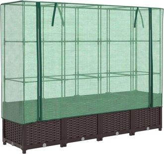 vidaXL Vidaxl - Raised Bed with Greenhouse Cover Rattan Look 160x40x138 cm