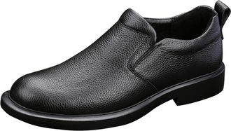Generic Mens Genuine Leather Loafers Casual Slip on Dress Shoes Business Moccasins Soft Comfort Classic Walking Driving Travelling Shoes (Black,5.5)