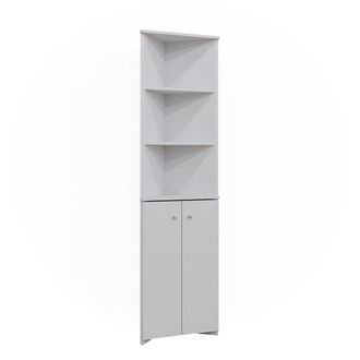 Vicco Armario De Ba&ntilde;o Fynn, Blanco, 51.5 X 175 Cm Armario Esquinero Con 2 Puertas Vicco