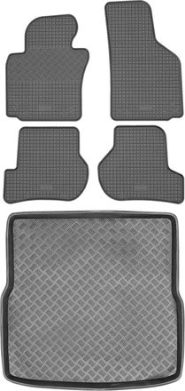 OEM Volkswagen Golf V Kombi De 2007-2009 Set - Alfombrillas De Goma Para Coche + Alfombrilla Para Maletero