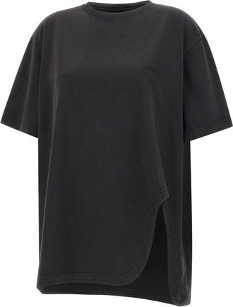 The Attico Tops, Dames, Zwart, S, Katoen, Shaped Split T-Shirt