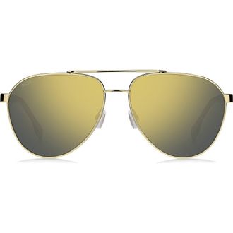 BOSS 60mm Aviator Sunglasses in Gold Black at Nordstrom Rack