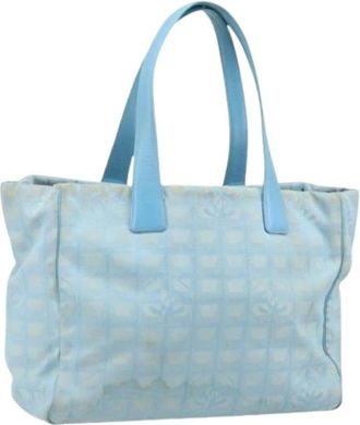 Chanel Pre-owned Tote Bags, female, Blue, Size: ONE SIZE Pre-owned Vintage Nylon Tote Bag