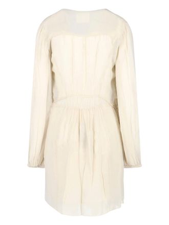 Isabel Marant Smocked Pin-Tuck Viscose Dress - White