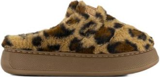 Fila pantoffels van imitatiebont met panterprint cognac/zwart