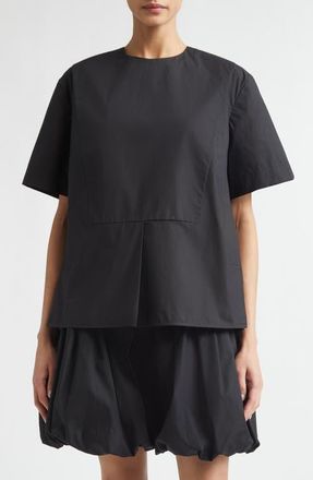 Jil Sander Plastron Back Button Cotton Poplin Top in Black at Nordstrom, Size 8 Us