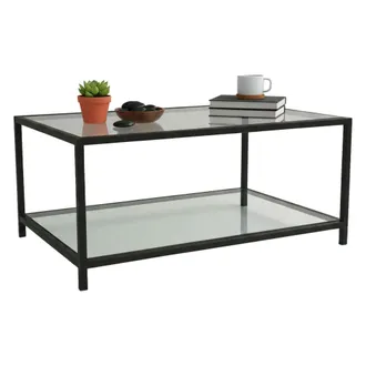 Dmora Mesa De Caf&eacute; Diphda, Mesa De Centro Baja, Revistero Para Sof&aacute;, Estante De La Sala De Estar, 90x60h40 Cm, Gris Topo Y Negro, Con Embalaje Reforzado - D