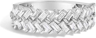House of Brilliance 14K White Gold 7/8 Cttw Lab Grown Baguette Weave Design Band Ring at Nordstrom, Size 7.5