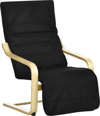 HOMCOM Lounge Chair Recliner Adjustable Footrest Home Black | TJ Hughes