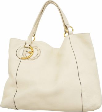 Gucci Ivory Leather Tote Bag (Pre-Owned)