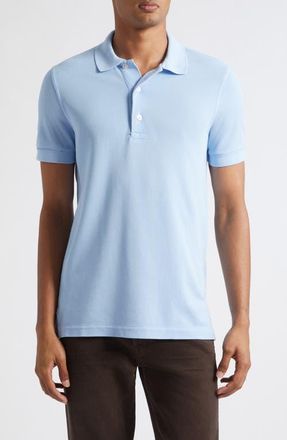 Tom Ford Lyocell & Cotton Piqu&eacute; Polo in Turquoise at Nordstrom, Size 52