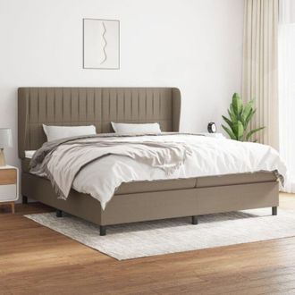 vidaXL Vidaxl - Cama Box Spring Con Colch&oacute;n Tela Gris Taupe 200x200 Cm