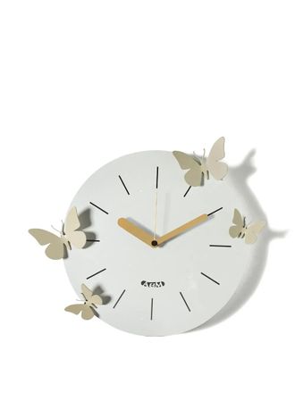 Arti & Mestieri butterfly-embellished wall clock - unisex - Metal (Other) - OS - BIANCO