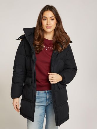 Tommy Jeans Steppjacke TOMMY JEANS TJW MIDI ALASKA FAUX FUR, Damen, Gr. M (38), schwarz, Web, Obermaterial: 100% Polyester. Futter: 100% Polyester, unifarben, nor