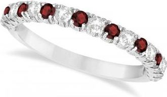 Allurez Garnet & Diamond Wedding Band Anniversary Ring in 14k White Gold (0.75ct)
