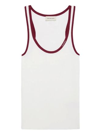 Calvin Klein ribbed contrast-trim tank top - women - Cotton/Polyamide/Elastane - M - White