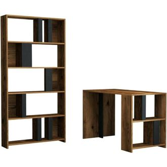 Dmora Escritorio Dpadalin, Escritorio Multiusos, Mesa De Oficina Para Pc, El Plan De Trabajo, 120x60h75 Cm, Nogal Y Antracita - Dmora