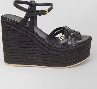 Valentino Garavani leather wedge espadrille sandal open toe