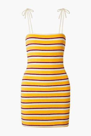 Solid & Striped Striped cotton-blend terry mini dress - Yellow - M