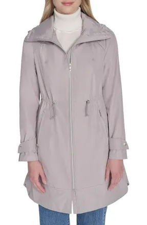 Cole Haan Travel Packable Hooded Rain Jacket in Pearl Grey at Nordstrom, Size X-Large