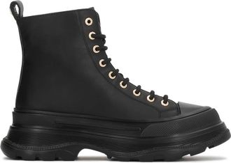 Kazar Zwarte laarzen op een sportzool - Dames - Veterlaarzen - Zwart - 37 EU - Leer - Schoenen