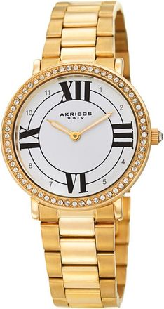 Akribos XXIV Quartz Crystal White Dial Ladies Watch AK1036YG