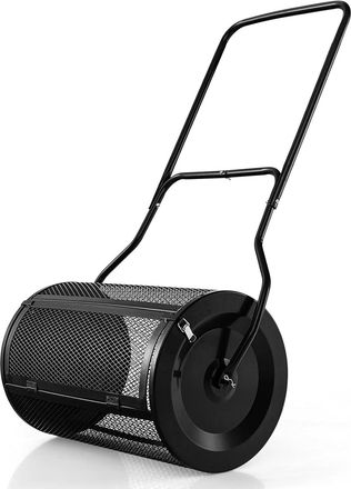 Costway Costway - Esparcidor De Compost De 60,5 Cm, Esparcidor De Turba Con Mango En Forma De U Mejorado, Cierres Laterales, Rodillo De Malla De Metal Resiste