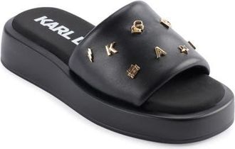 Karl Lagerfeld Opal Studs Platform Slide Sandal in Black With Studs at Nordstrom, Size 7.5