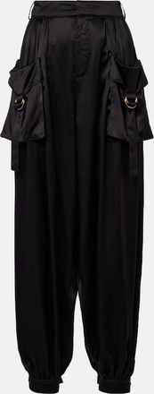 Chlo&eacute; Chlo&eacute; Pantaloni cargo in raso di seta a vita alta