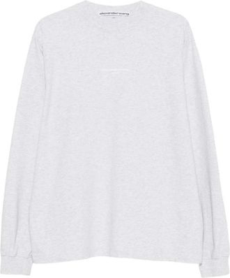 Alexander Wang Logo Print Long Sleeve Tee - Dames - Longsleeves - Grijs - L - Katoen - Tops