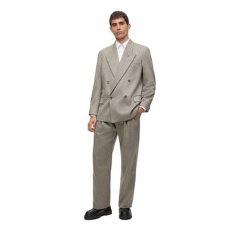 HUGO BOSS Mens Stripe Patterned Regular Fit Full Suit in Silver - Size 42 (Chest)