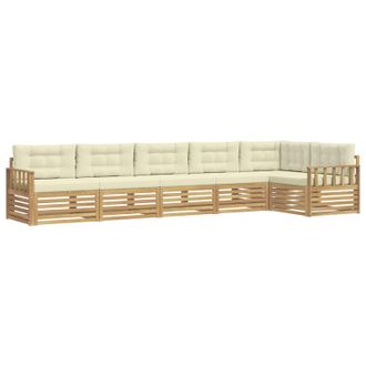 vidaXL Conjunto De Sof&aacute;s De Exterior 6 Pcs Blanco Y Crema Poli&eacute;ster Vidaxl