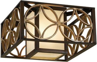 Loops 2 Bulb Flush Light Low Ceiling Heritage Bronze Parissiene Gold LED E27 60W Bulb