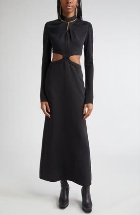 Johanna Ortiz Freedom Cutout Long Sleeve Crepe Dress in Black at Nordstrom Rack, Size 12