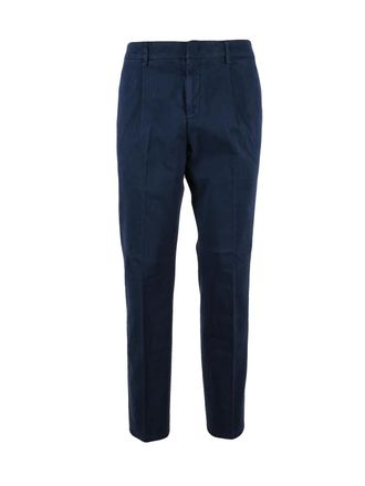 Dondup Grey Ralp Pleated Tailored Stretch Cotton Trousers
