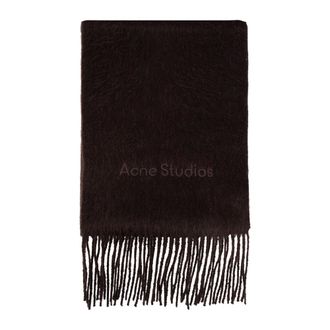 Acne Studios Alpaca Wool Logo Sjaal - unisex - Accessoires - Bruin - Maat: ONE Size Wol