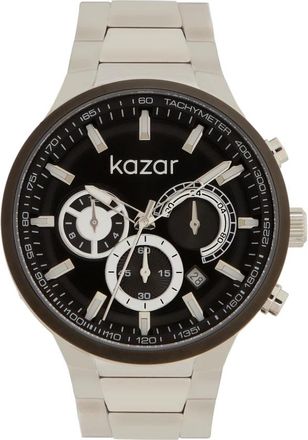 Kazar Horloge met zilveren armband en zwarte wijzerplaat - Heren - Horloges - Zwart - ONE Size - Accessoires
