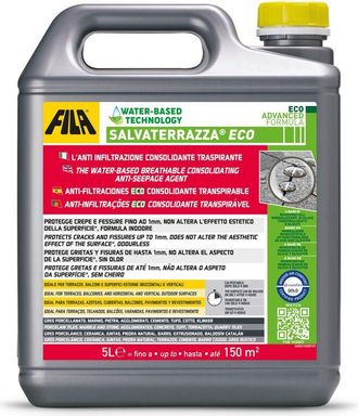 Fila Surface Care Solutions, salvaterrazza eco, Impermeabilizzante Terrazzi Trasparente a Base Acqua, Consolidante Anti Infiltrazioni su Fessure fino a