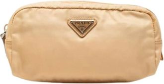 Prada Pre-owned Bags, female, Beige, Size: ONE SIZE Pre-owned Nylon Pouch