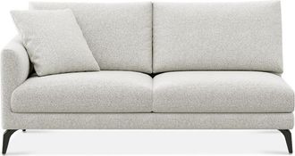 Castlery Lena Left Arm 2 Seater Sofa Customized, (Performance Boucle) Light Grey (Matte Black Legs), Spill Resistant, Removable Covers for Sofas by Castlery