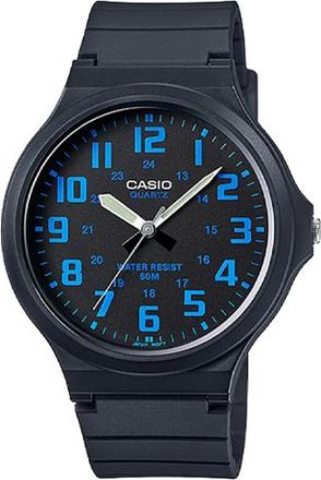 Casio Mens CASIO Quartz Resin Strap Watch Case Black Dial 50m Waterproof 48*43.6*10.3mm Black Analog Mens MW240-2BV